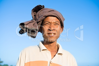Portrait of Asian Burmese traditional farmer