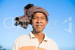 Portrait of Asian Burmese traditional farmer