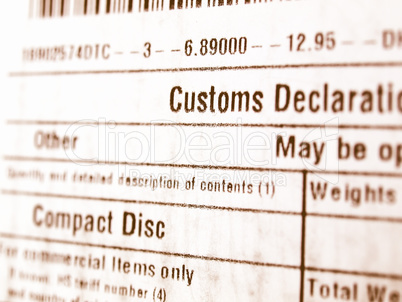 Customs declaration vintage