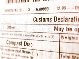 Customs declaration vintage