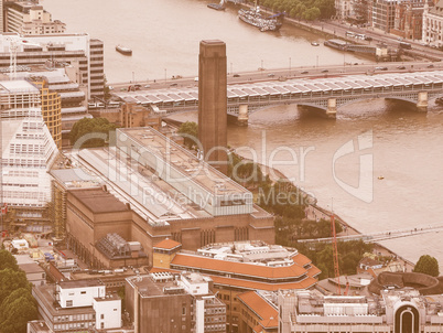 Retro looking Aerial view of London