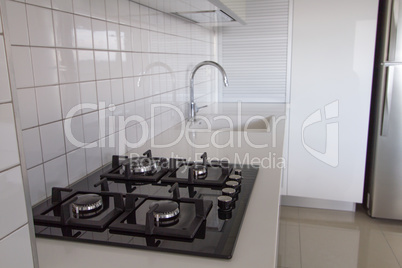 Modern white kitchen .