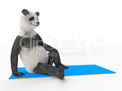 panda bear resting on blue mat sports Illustration