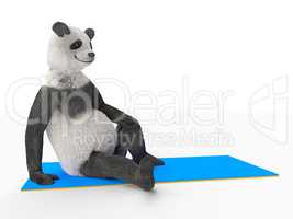 panda bear resting on blue mat sports Illustration