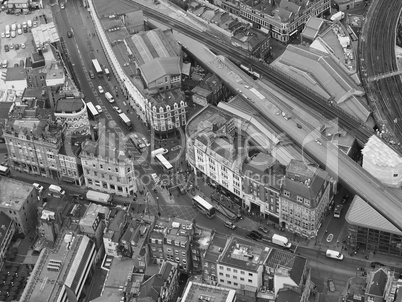 Black and white Aerial view of London