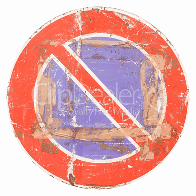 No parking sign isolated vintage