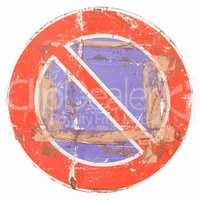 No parking sign isolated vintage