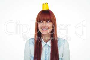 Happy hipster woman with a crowned