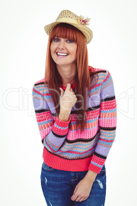 Attractive hipster woman wearing hat