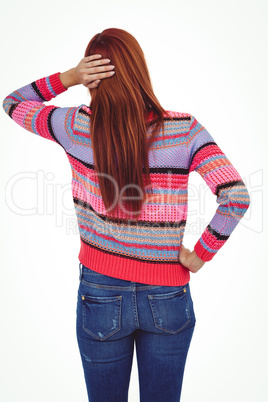 Rear view of a hipster woman