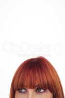 Red head woman with copy space