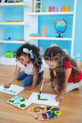 Cute girls painting