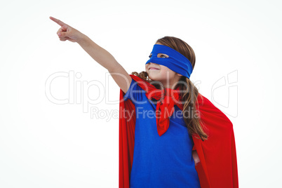 Masked girl pretending to be superhero
