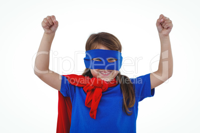 Masked girl pretending to be superhero