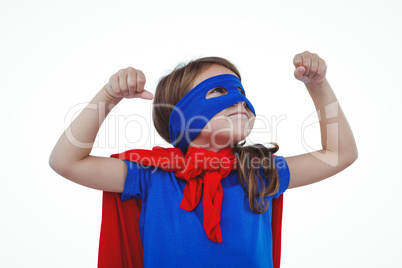 Masked girl pretending to be superhero