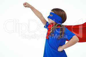 Masked girl pretending to be superhero