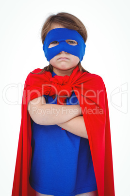 Masked girl pretending to be superhero