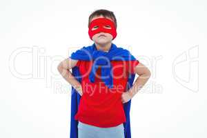 Masked boy pretending to be superhero