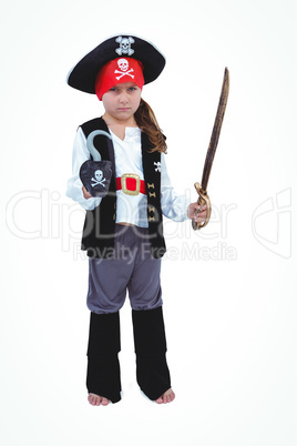 Masked girl pretending to be pirate