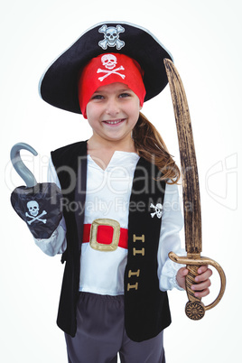 Masked girl pretending to be pirate