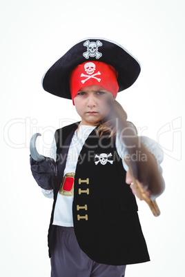 Masked girl pretending to be pirate