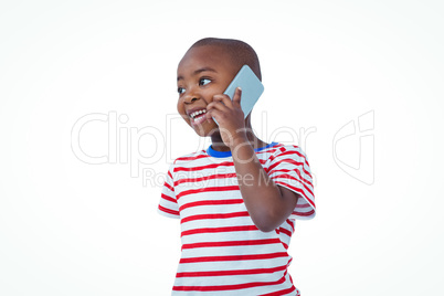 Standing boy on a phone call