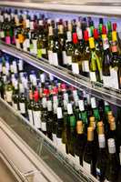 Wine bottles in supermarket