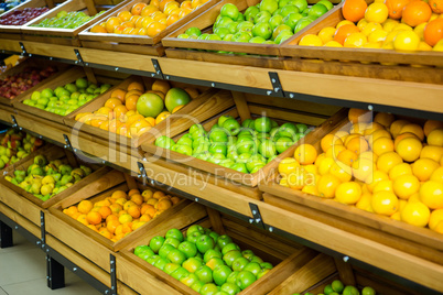 Fruit in wooden boxes