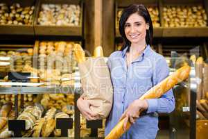 Beautiful woman choosing her bread