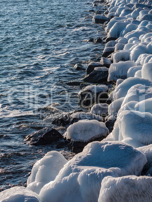 Die Mole in Warnemünde im Winter