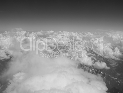 Black and white Clouds on Alps