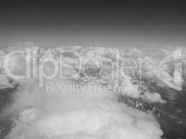 Black and white Clouds on Alps