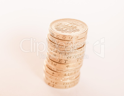 Pound coin pile vintage