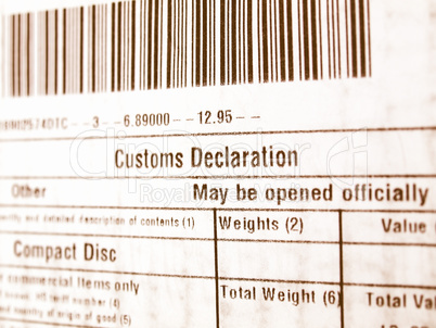 Customs declaration vintage