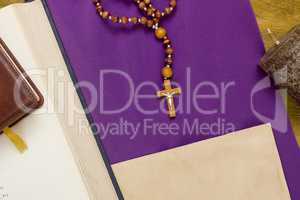 Canonical crucifix on the purple fabric