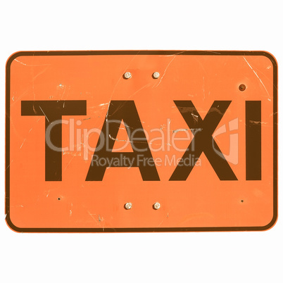 Taxi sign isolated vintage