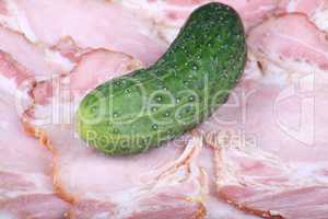 cucumber on ham meat