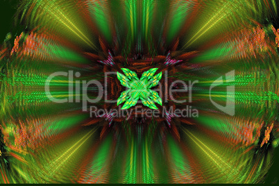 Fractal images : beautiful patterns on a dark green background.