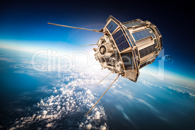 Space satellite over the planet earth