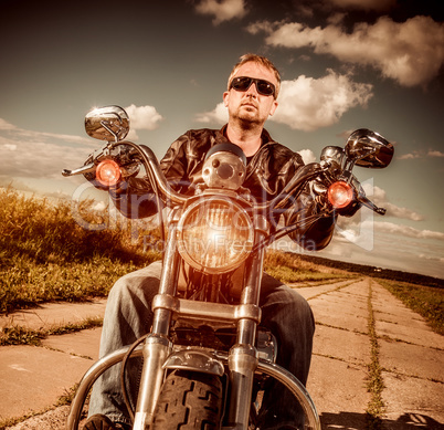 Biker on a motorcycle