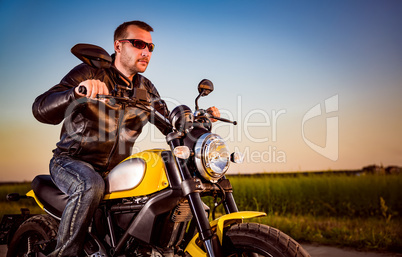 Biker on a motorcycle