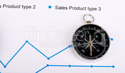 Business concept with compass and graph on paper