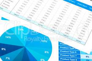 Financial report in the form of graphs on paper