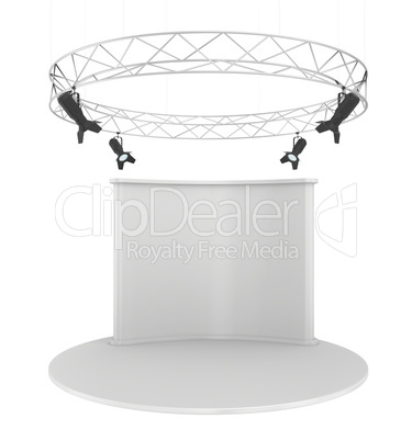 Blank exhibition stand. Isolated on white background