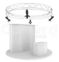 Blank exhibition stand. Isolated on white background