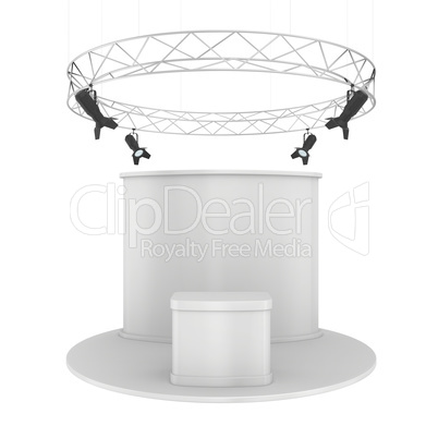 Blank exhibition stand. Isolated on white background