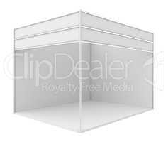 Blank exhibition stand. 3d render isolated on white background