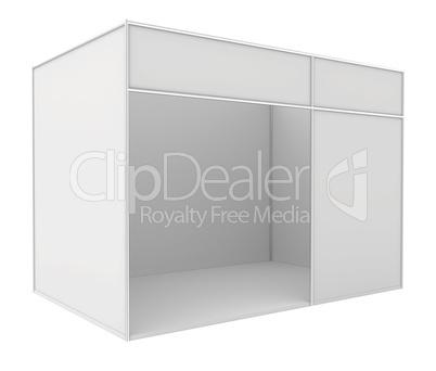 Blank exhibition stand. 3d render isolated on white background