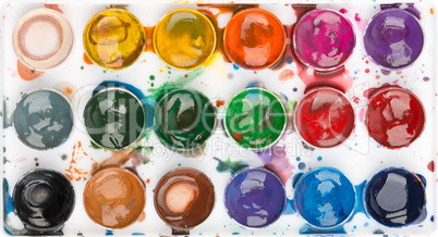 Watercolor paints. Colorful background. Template for printing on phone