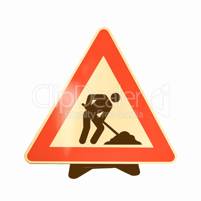 Road work sign vintage